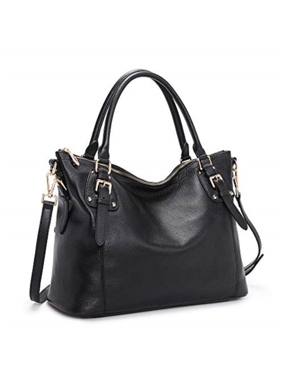 Black Large Leather Tote Bag Top Handle Crossbody Work Satchel Shoulder Purse